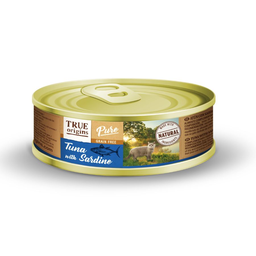 True Origins Pure Cat adulto atun sardina alimento húmedo para gatos 85 GR, , large image number null